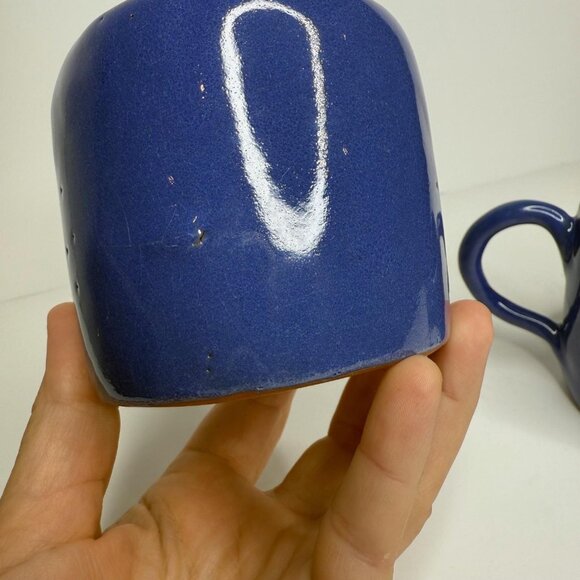 Terra Cotta Coffee Mugs, Blue Handmade Pottery - Picture 6 of 8
